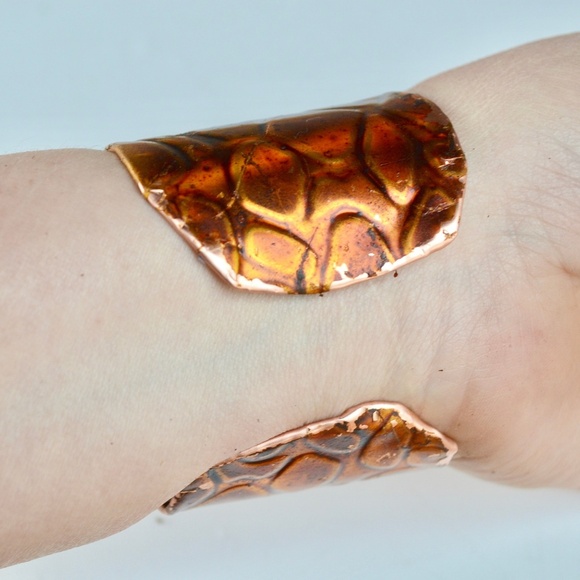 Cobblestone Copper Cuff Bracelet Boho Gift Gladiator Spartan Statement Jewelry H - Picture 4 of 6
